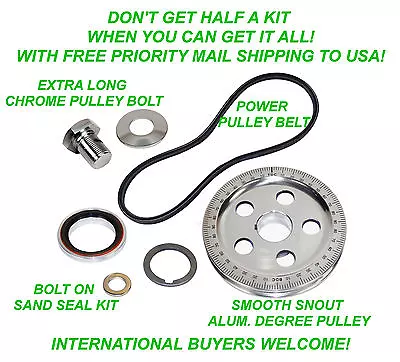 $84.95 • Buy Vw 7 Pc Bolt On Sand Seal Pulley Kit 5 Hole Degree Pulley Baja Beetle Ghia Buggy