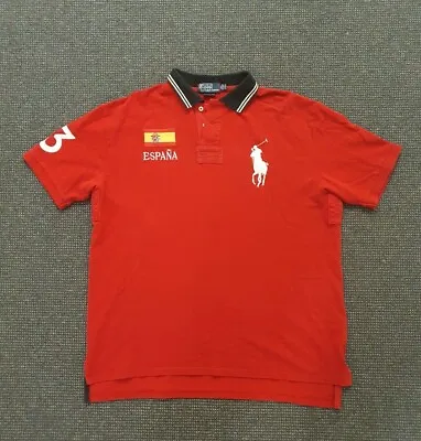 🔶️vintage Ralph Lauren Polo Shirt Custom Fit Xxl Rugby Stadium Espana Spain • $91.33