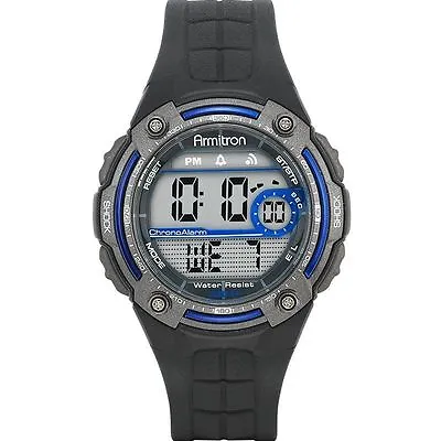 Armitron 40/8189BLU Black Resin Watch 100 Meter WR Chronograph Alarm • $21.98