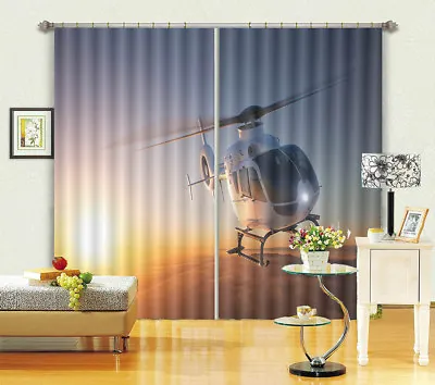 Propeller Helicopter 3D Curtains Blockout Photo Printing Curtains Drape Fabric • $115.81