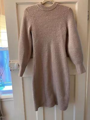 H&M Beige Cable Knit Jumper Dress Size S • £10