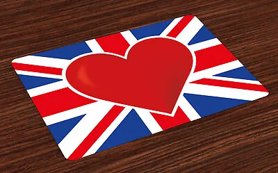 Union Jack Place Mats Set Of 4 Flag Big Red Heart • £16.99