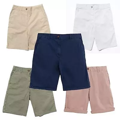 M*S Women's Chino Shorts Cotton Rich High Waisted Summer Holiday Ex Chainstore • £8