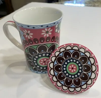 Vera Bradley Cupcakes Pink Coffee Mug / Tea Cup Drinks Floral Pink Blue 4 Inch. • $6