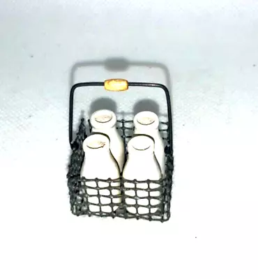 Vintage Dollhouse Miniature Milk  4 Bottles With Crate Accessories • $14.99