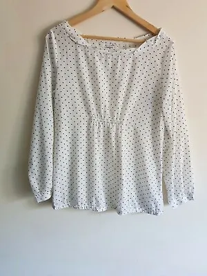 Gap Maternity Size M Long Sleeve Polka Dot Blouse Top - White • £10