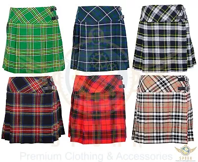 Scottish Acrylic Tartan Ladies Skirt For Women Knee Length Tartan Pleated Kilts • $36