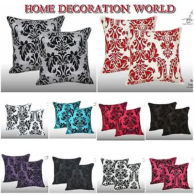 Luxury English Damask Flock Cushion Covers Sofa Decoration 17 X17  • £1.75