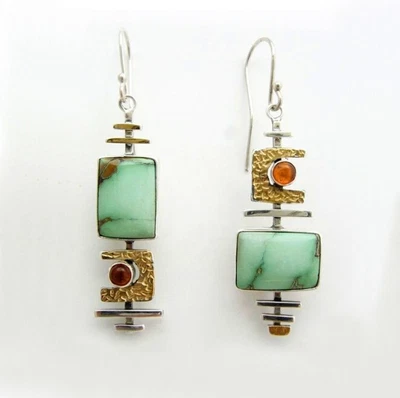 £5.99 • Buy Dangle Drop Hook Earrings Green Resin Ethnic Vintage Jewellery Chinese Style