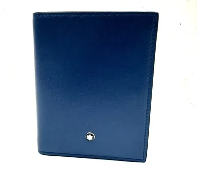 Montblanc Meisterstuck Compact 6cc Blue Leather Wallet (cmp097241) • $299.99