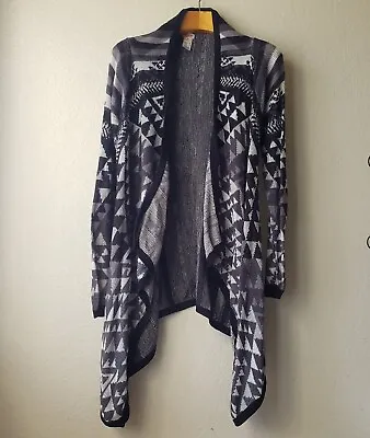 Mossimo Flowy Long Open Cardigan Sweater Black White Size Xs • $14.99