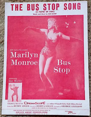 MARILYN MONROE In Bus Stop 1956 Sheet Music NICE! • $15