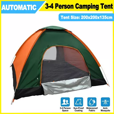3-4 Man Pop Up Camping Tent Automatic Festival Shelter Outdoor Hiking Beach Tent • $33.97
