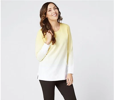 $17.80 • Buy Denim & Co. French Terry Dip Dye Long-Sleeve Tunic (Sun Yellow, Small) A346977