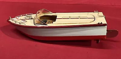 Vintage Battery Operated Speed Boat Made In Japan Wood Wooden 50’s • $85