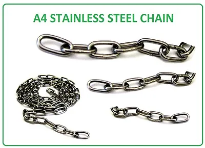 Chain. 2mm 3mm 4mm & 5mm Stainless Steel Grade A4 / 316  Marine. Cut Lengths • £4.76