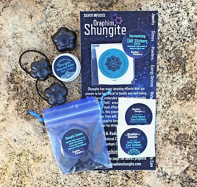 SHUNGITE ESSENTS KIT: Stickers/Balm/Stones/magnet/Easy Earthers/water Toggles • $31.13