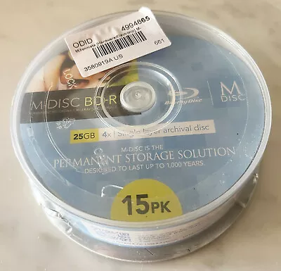 15 Pack M-DISC BD-R 25GB 4X HD 1000 Year Permanent Recordable Disc $74.95 • $74.95