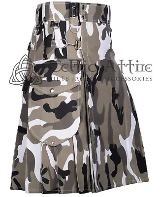 Urban Camo Utility Kilts For Men - Cotton Tactical Gol Pocket Military Camo Kilt • $94.03