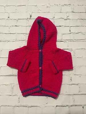 Baby Girls 0-3 Months Clothes Cute Hand Knitted Cardigan *We Combine Shipping * • £4.05