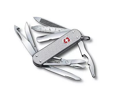 Victorinox Swiss Army Knife Minichamp Alox Silver Boxed 0.6381.26us2 + Pouch • $62.99