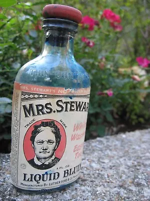 Vintage Mrs. Stewart's Bluing (w/ WOODEN Stopper) • $15.95