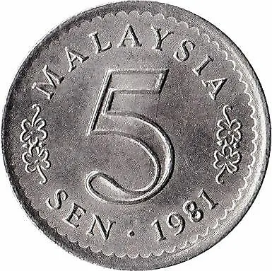 Malaysia 5 Sen - Agong Coin KM2 1967 - 1988 Copper-nickel • $6.16
