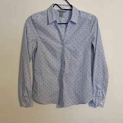 H&M Shirt Womens 6 Blouse Blue Long Sleeve Button Up Collared Ladies • $7.95