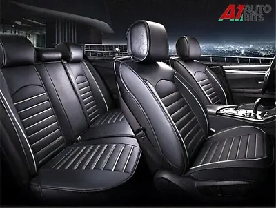 Black White PU Leather Soft Foam Car Seat Covers For Nissan Navara Qashqai Juke • £54.50