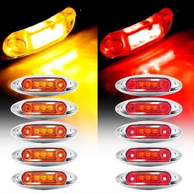 10pcs Amber Red LED 4  Side Marker Lights Truck Trailer Clearance Sealed 24V GCB • $17.09