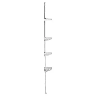4 Tier White Telescopic Corner Bathroom Adjustable Organiser Shelf Shower Caddy  • £12.99
