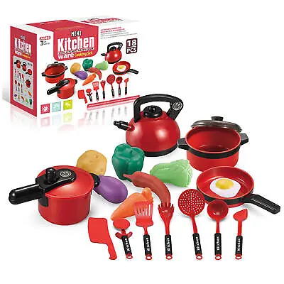 $23.30 • Buy 18 PCS Pretend Play Kitchen Accessories Kids Kitchen Toys With Play Pots Pans