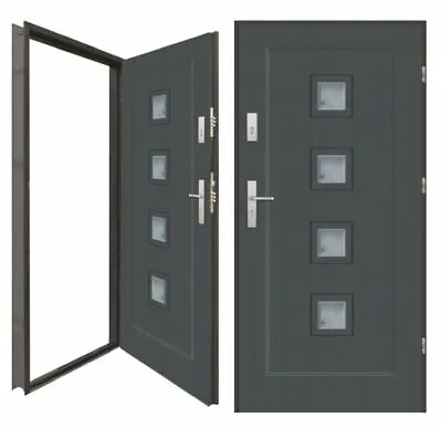 External Front Entry Metal Door Modern Design Security Anthracite Walnut • £965