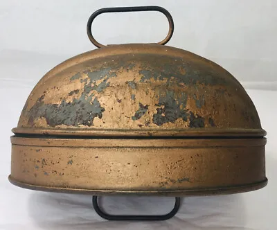 Antique Tin Steamed Pudding Or Ice Cream Mold With Handles Lid • $24.90