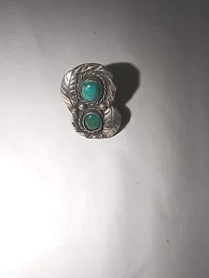 Old Vintage Native American Green Turquoise Ring Feather As Is JP • $25