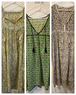 LOT OF 3 Vintage 70's Style Indian Floral Bohemian Dresses Hippie Gypsy Size L • $39.99