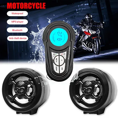 Waterproof Bluetooth Motorcycle Audio Radio Sound System Stereo Speakers MP3 USB • $47.98