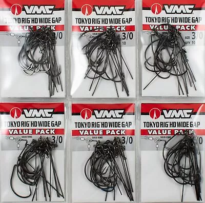 (lot Of 6) Vmc Tokyo Rig Hd Wide Gap 3/0 Value Pack Thdwg#3/0bnvp H1204 • $0.99