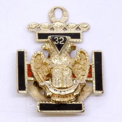 Vintage 14K Solid Yellow Gold 32nd Degree Scottish Rite Masonic Fob Pendant • $831.20