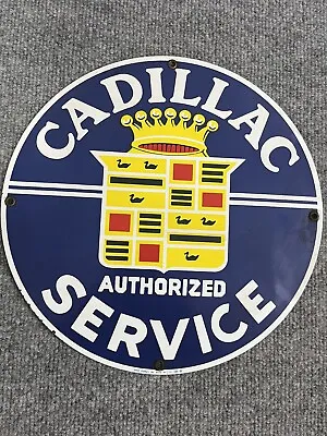 Vintage 1986 Cadillac Authorized Dealer Round Metal 11” Sign • $55