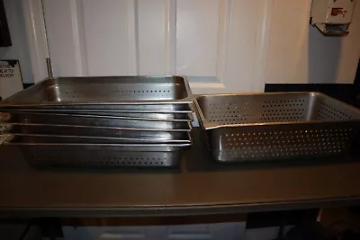 Lot Of 7  4  Deep Full-Size Stainless Steel Perforated Steam Table Pan NSF Hotel • $99.99