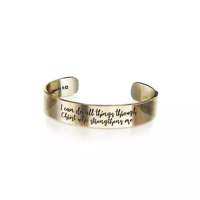 Quotes Bible Engraved Bracelet Stainless Steel Cuff Bangle Gift For Women Men • $8.99