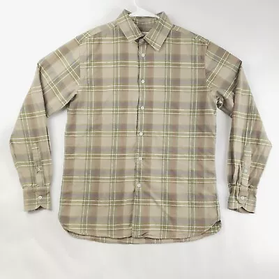 Zara Shirt Mens Large Green Brown Plaid Cotton Long Sleeve Regular Fit Button-Up • $20