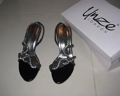 Unze Black/Silver Sparkling Diamante High Heels • £15.99