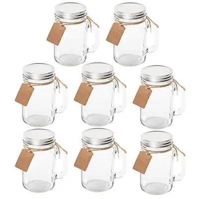 8 Pack Mason Jars With Handle Lids With Chalkboard Labels And Tin Lids 16 Oz For • $24.71