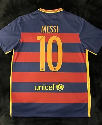 Messi #10 2016 Medium Retro Home Soccer Football Jersey M Barcelona • $55.99