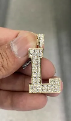 2 Ct Round Cut VVS1 Diamond Initial  L  Pendant Necklace 14K Yellow Gold Finish • $233.54