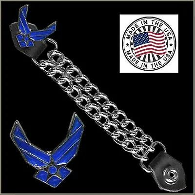 USAF AIR FORCE WINGS VEST EXTENDER USA MADE Harley Motorcycle Chaps Leathers • $12.79