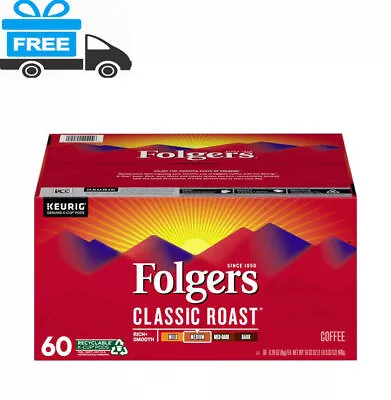 Folgers Classic Roast Coffee K-Cup Pods Medium Roast Coffee 60-Count..... • $23.23