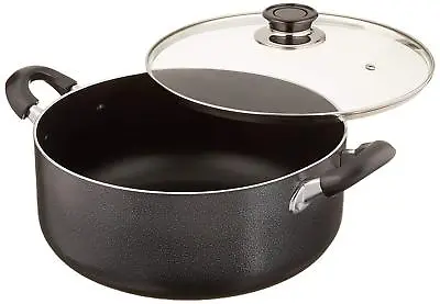 Non-Stick Aluminum Sauce Pot Stock Pot With Glass Lid Black • $42.67